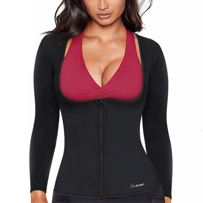 COSTUM pentru SLABIT: Pantaloni Hot Pants LONG SLIMSECRET + Bluză pentru Slăbit cu decupaj în zona sânilor