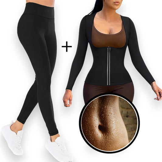 COSTUM pentru SLABIT: Pantaloni Hot Pants LONG SLIMSECRET + Bluză pentru Slăbit cu decupaj în zona sânilor