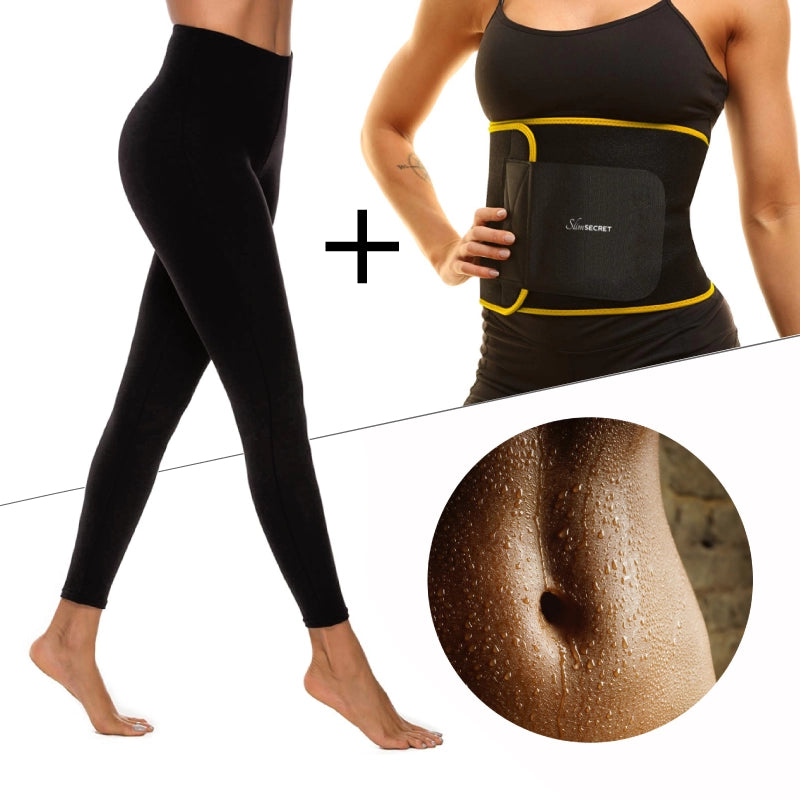 SET PROMO pentru SLABIT: Pantaloni LUNGI Hot Pants LONG SLIMSECRET + Centura KILO DOWN